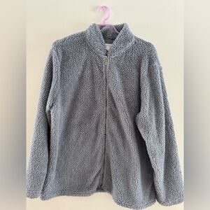 Women’s Grey Sherpa Zip Up Hoodie Large
